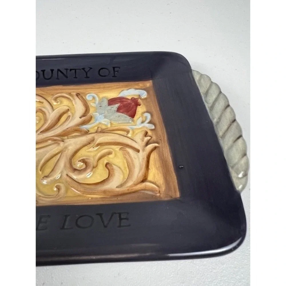 Amscan Harvest Sentiment‎ Ceramic Serving Kitchen Trinket Wall Hanging Tray